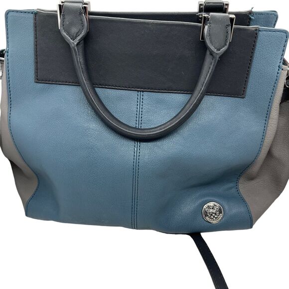 Vince Camuto Shoulder Bag Crossbody Ayla Blue Grey Leather Slouchy Tote MSRP 168 - Picture 1 of 16